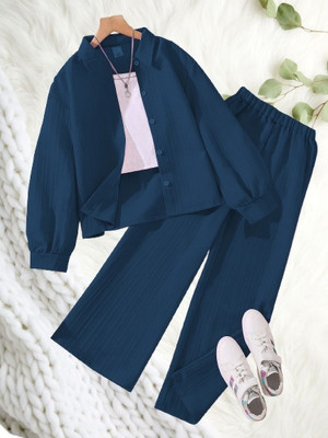 VEARENTERPRISE Girls Casual Shirt Pant(NAVYBLUE)