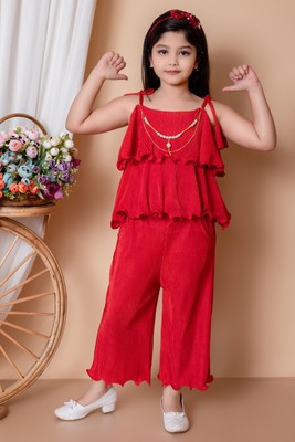 HTwentyThree Girls Frozen Party(Festive) Top Pant(RED)