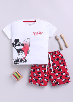 LITTLE NINJA Baby Boys Mickey Casual T-shirt Shorts(WHITE)