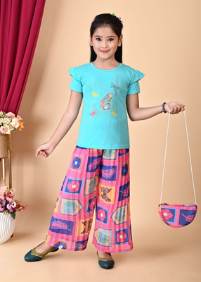 NIVARACREATION Girls Party(Festive) Top Pyjama(Blue)