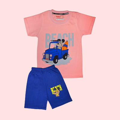 LAZY LEO Baby Boys Casual T-shirt Shorts(PINK, BLUE)