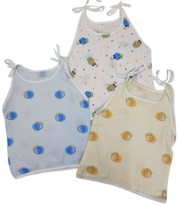 Mommiz & Kiddiz Vest For Baby Boys & Baby Girls Muslin(Multicolor, Pack of 3)