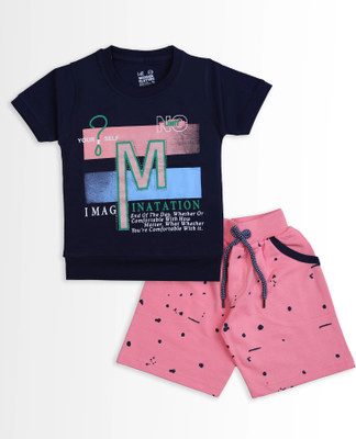 Wonder Klothes Boys Casual T-shirt Shorts(Pink)