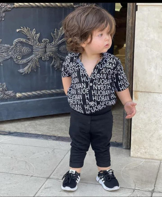 Siya Fashion Baby Boys Party(Festive) Shirt Pant(BLACK)