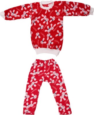 Urban Kanya Kids Nightwear Girls Printed Polyester Blend(Red Pack of 1)