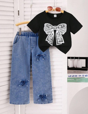 Silly Styles Girls Party(Festive) Top Jeans(Black)