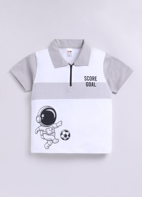 LITTLE NINJA Baby Boys Graphic Print Pure Cotton Regular T Shirt(Grey, Pack of 1)