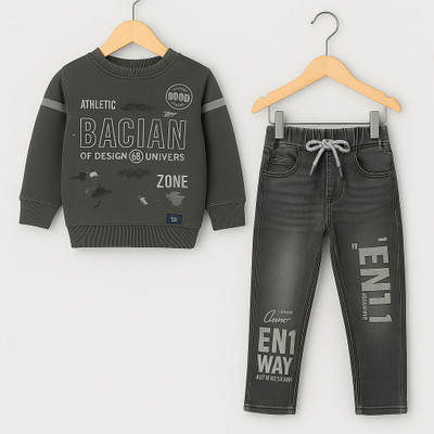 SRFASHION Boys Casual Shirt Jeans(Grey)