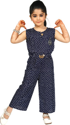 CHANDRIKA LIFESTYLE Polka Print Girls Jumpsuit