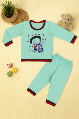 VACKY Boys & Girls Casual T-shirt Pant(Light Blue)