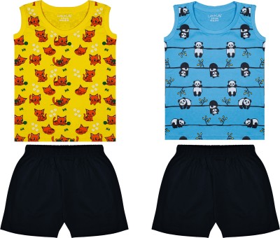 Biffy and Luffy Baby Boys Casual T-shirt Shorts(Yellow Blue)