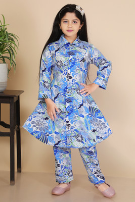 Samshil Fashion Girls Kung Fu Panda Party(Festive) Shirt Pyjama(Blue)