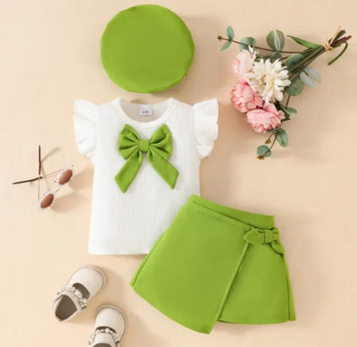 Mpori Fashion Baby Girls Party(Festive) Top Skirt(OLIVE GREEN)