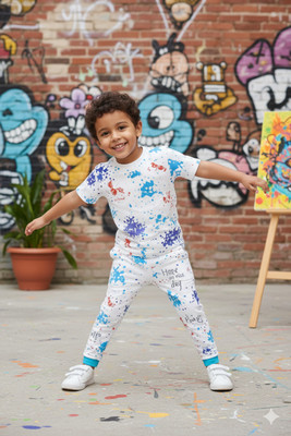 ANIKA CREATION Boys Casual T-shirt Pant(HAPPYWHITE)