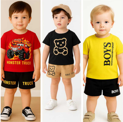 IFW Boys Casual T-shirt Shorts(Multicolor)