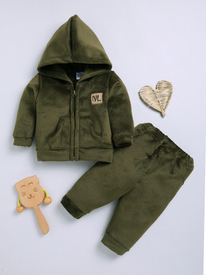 Mom's Love Baby Boys Casual Jacket Track Pants(OLIVE)
