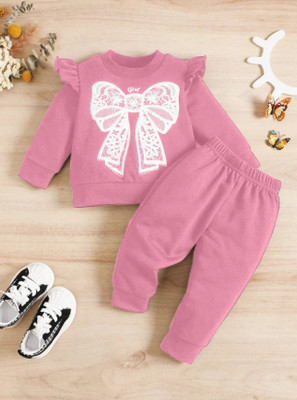 River Baby Girls Casual Top Track Pants(Pink)