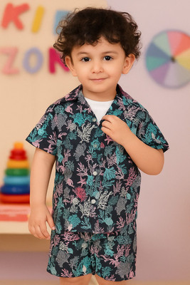 RIGO Boys & Girls Casual Shirt Shorts(Navy)