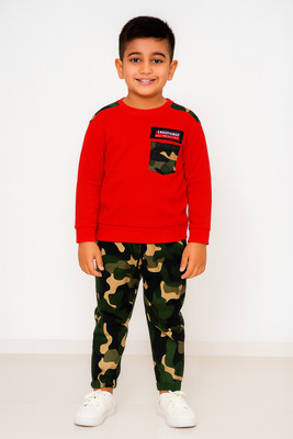 Dollico Boys Party(Festive) T-shirt Track Pants(RED)