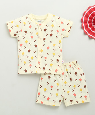 BUMZEE Baby Boys Casual T-shirt Shorts(Cream)
