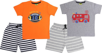 ShreyashCollection Baby Boys Casual T-shirt Shorts(GreyB - Orange)