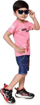 NIVARACREATION Boys Casual T-shirt Pant(Pink)