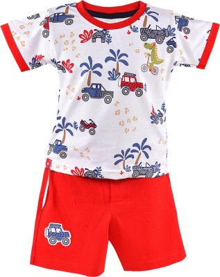 Wishkaro Baby Boys Casual T-shirt Shorts(Red)