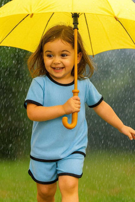 LILASTEX Boys & Girls Casual T-shirt Shorts(SKY)