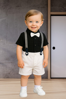 KRIYU CREATION Boys Party(Festive) Shirt Shorts(BLACK)