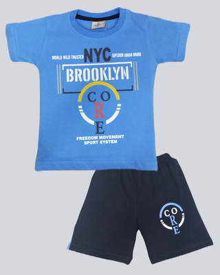 FASHION GRAB Baby Boys & Baby Girls Casual T-shirt Shorts(BLUE)