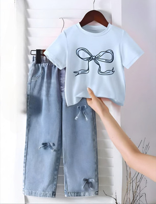 DRITI Baby Girls Casual T-shirt Jeans(SKY BLUE)
