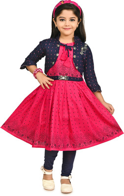 HouseOfCommon Girls Party(Festive) Dress Jacket, Legging(Pink)