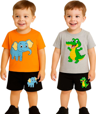 SEGRO Baby Boys & Baby Girls Casual T-shirt Shorts(ORANGE)