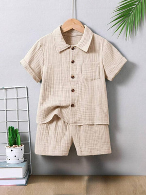 The Fashion Prime Boys Casual Shirt Shorts(Cream)