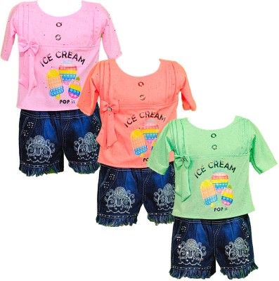 SDR Baby Girls Party(Festive) Top Shorts(PINK, PEACH & MINT GREEN)