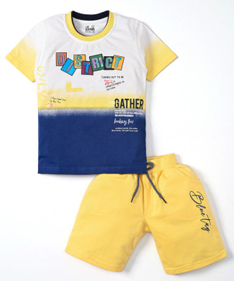 Wonder Klothes Boys Casual T-shirt Shorts(Yellow)