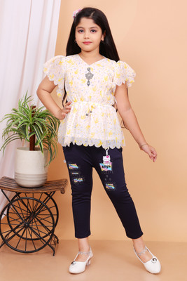 ROUNAK CREATION Girls Casual Capri Top(LEMON)