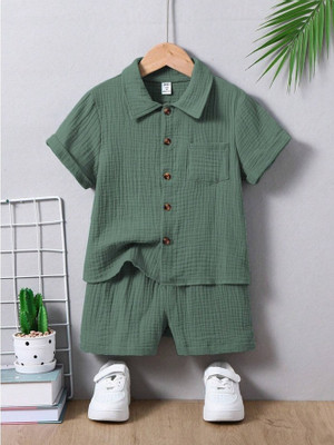 OptNshop Baby Boys Casual Shirt Shorts(Green)