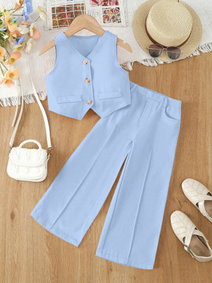 LAXNEEP Girls Casual Jacket Trouser(Sky)