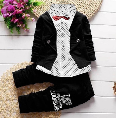 BLINK BASKET Boys Party(Festive) Jacket Pant(Black)