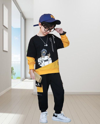 DRUZZEE Baby Boys & Baby Girls Casual T-shirt Track Pants(Yellow)
