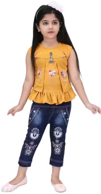 Anaya Azrin Girls Casual Top Jeans(Yellow)
