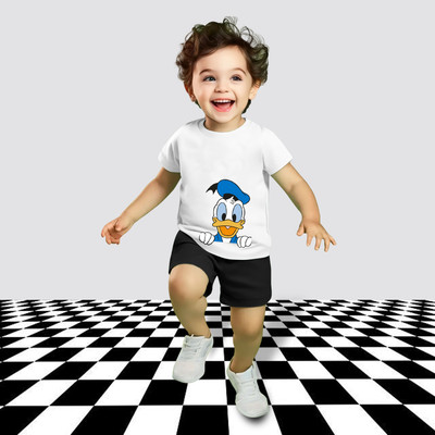 Mitansh Baby Boys & Baby Girls Casual T-shirt Shorts(White)