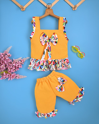 S NAFISHA DRESSES Girls Casual Top Pant(YELLOW)