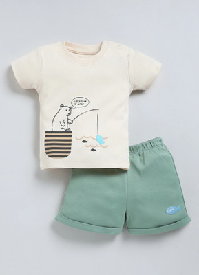 Smart Baby Baby Boys Casual T-shirt Shorts(Gold & Green)