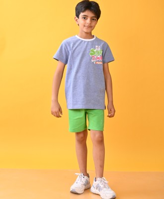 anthrilo Boys Casual T-shirt Shorts(BLUE & GREEN)