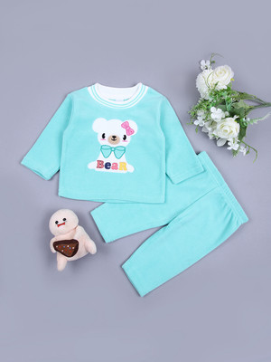 V-MART Baby Girls Casual T-shirt Pyjama(Green)