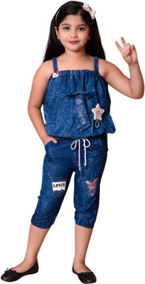 RIJIYA DRESSES Baby Girls Party(Festive) Top Capri(BLUE)