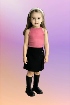 Riyanshi Collect Girls Casual Top Shorts(Pink, Black)