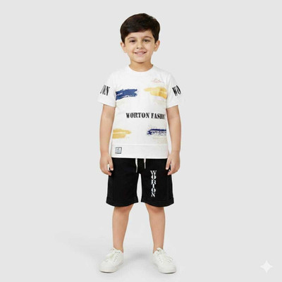 Worton Fashion Boys Casual T-shirt Shorts(White)
